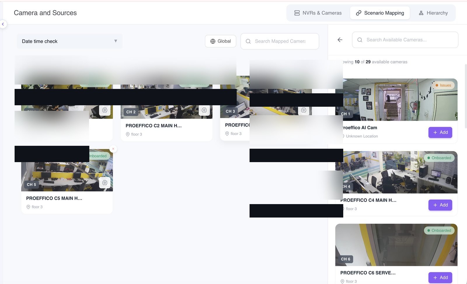 Scenario mapping editor — camera-to-AI bind interface