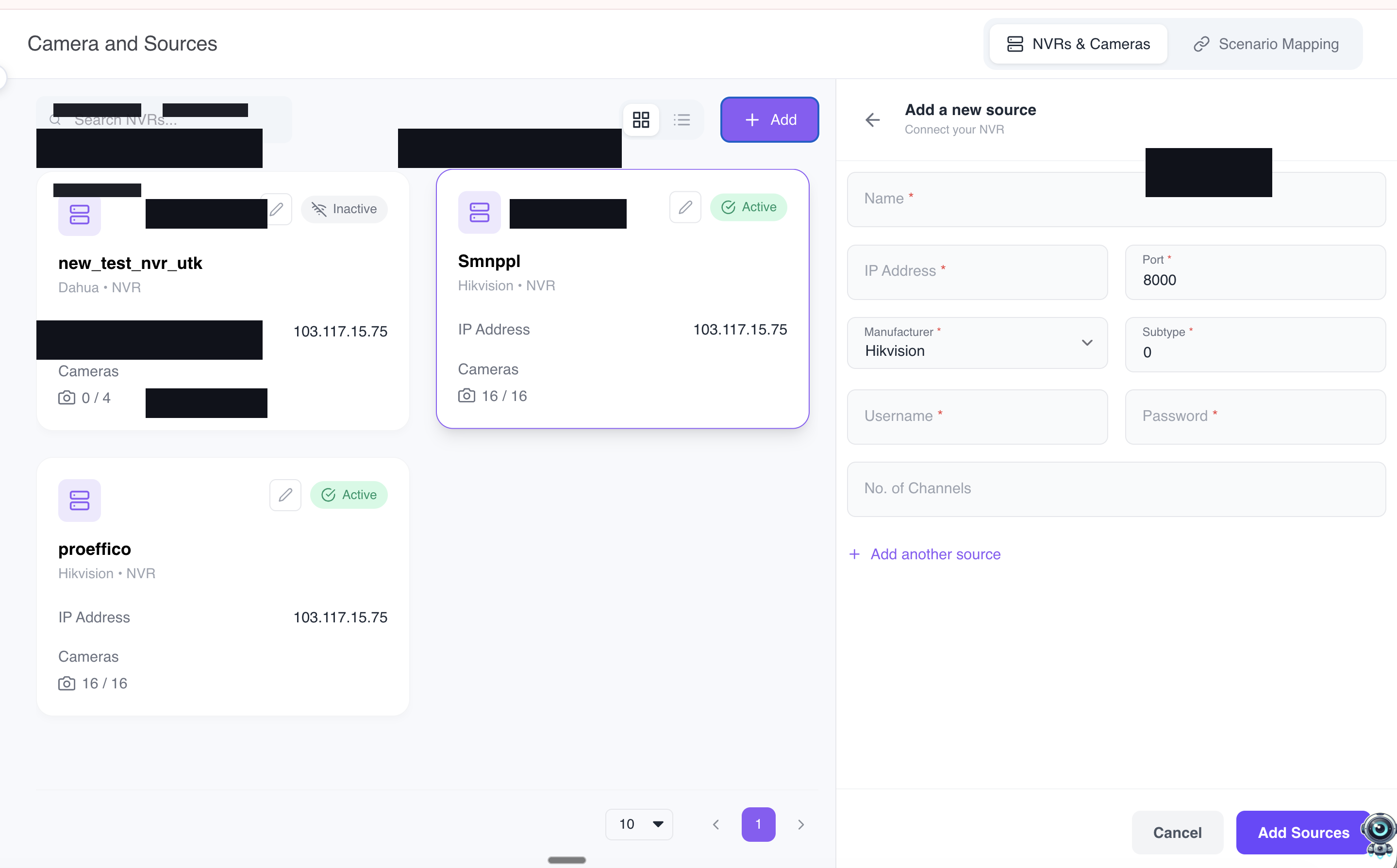 Onboarding an existing NVR as a recording source in the VIZO361 VMS